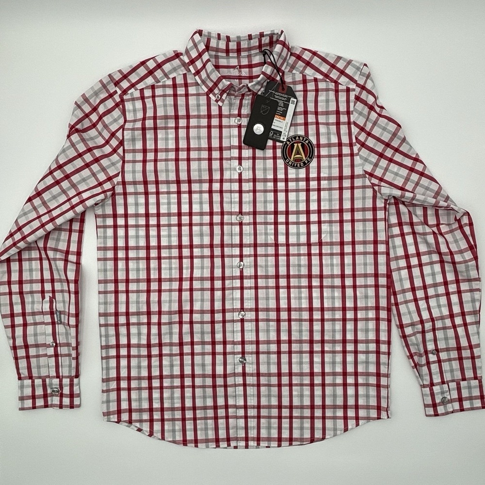 Atlanta United FC Shirt Mens Medium NWT Antigua Tending 2 Plaid MLS Long Sleeve